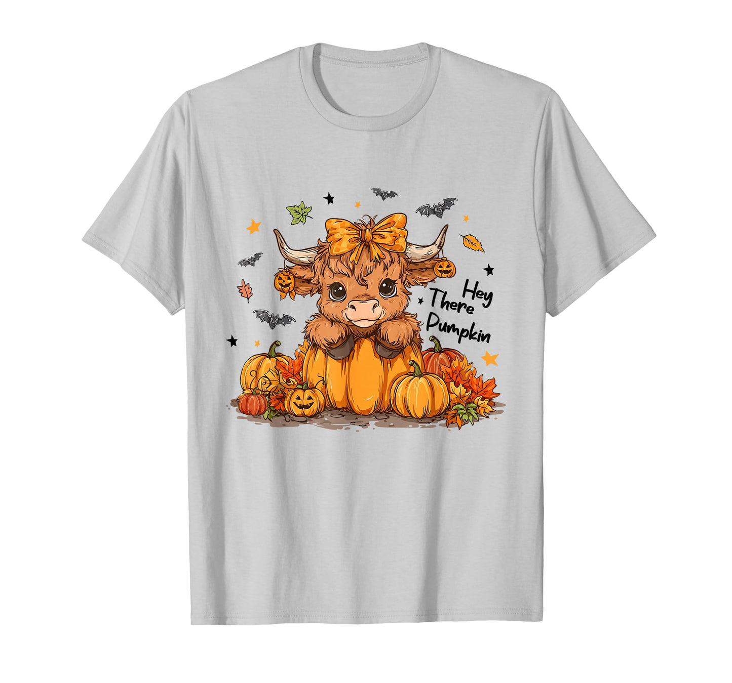 Hey There Pumpkin Halloween Highland Cow Lover Cow Farm T-Shirt