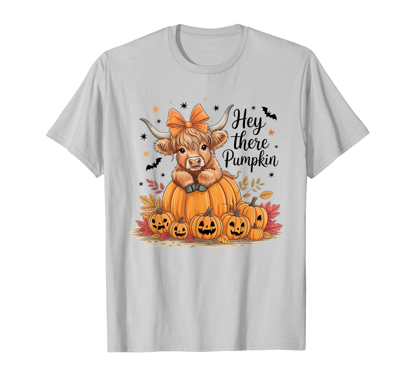 Hey There Pumpkin Halloween Highland Cow Lover Cow Farm T-Shirt