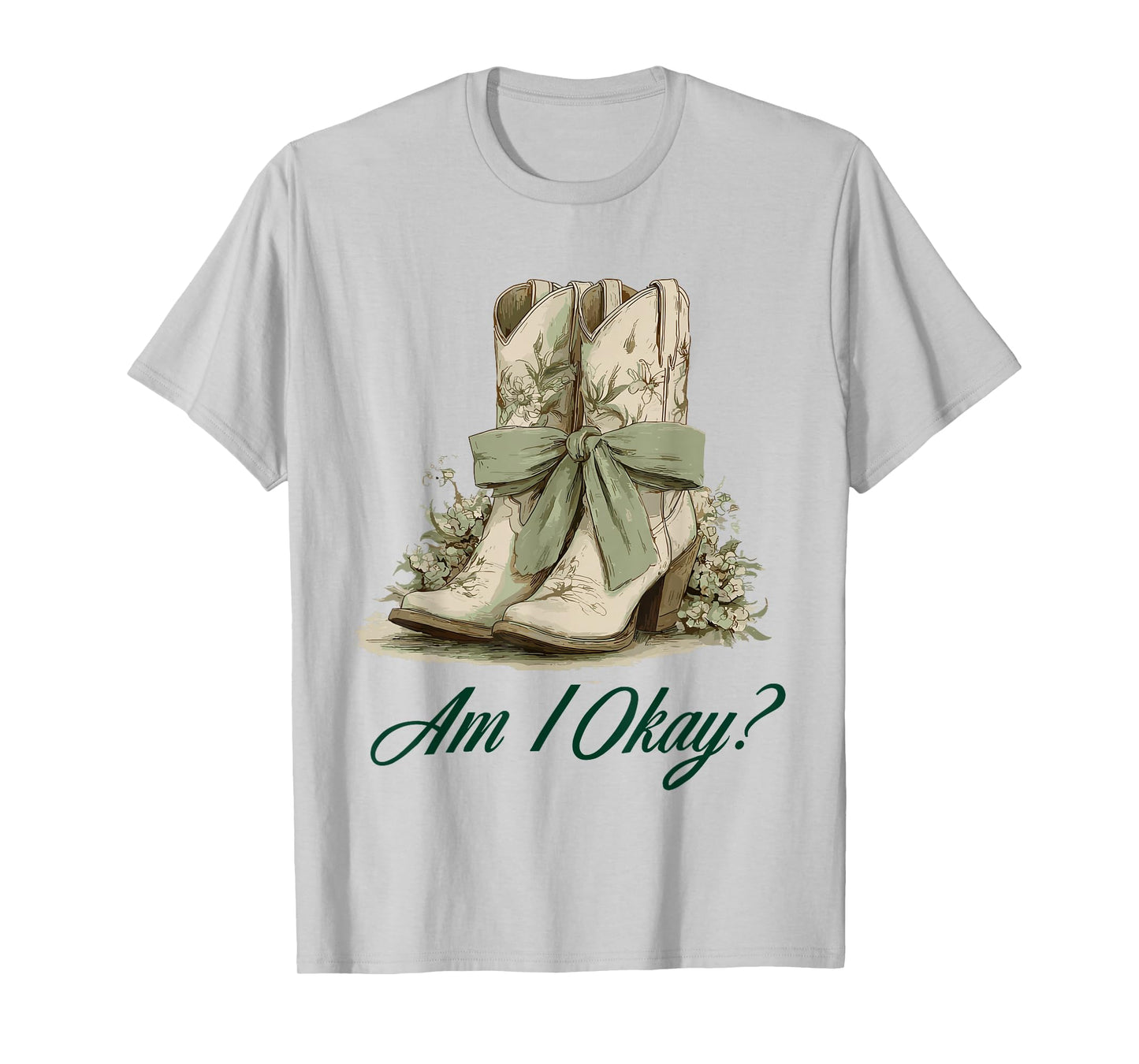 Am I Okay Boot Western Texas Cowgirl Coquette Bow Women Girl T-Shirt