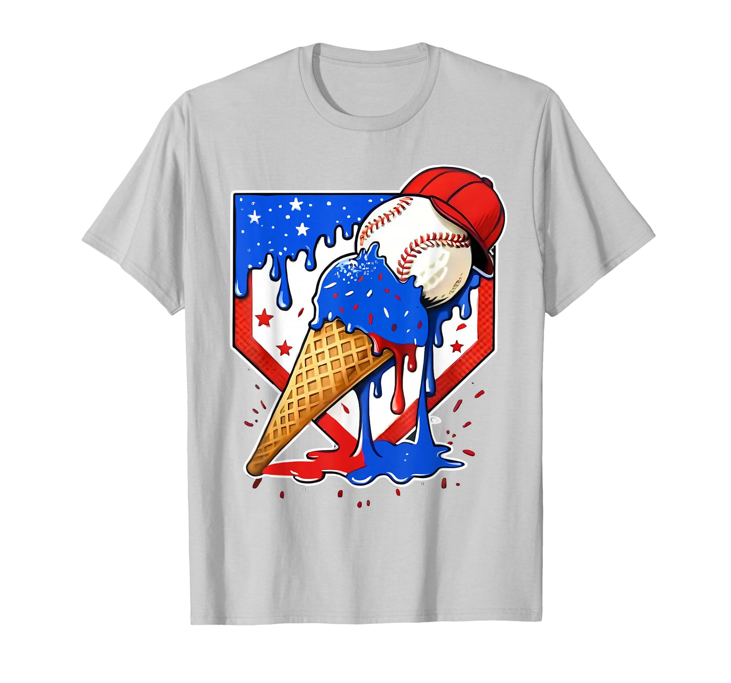 Baseball Drip Boys Home Plate Ice Cream Respect The Drip T-Shirt