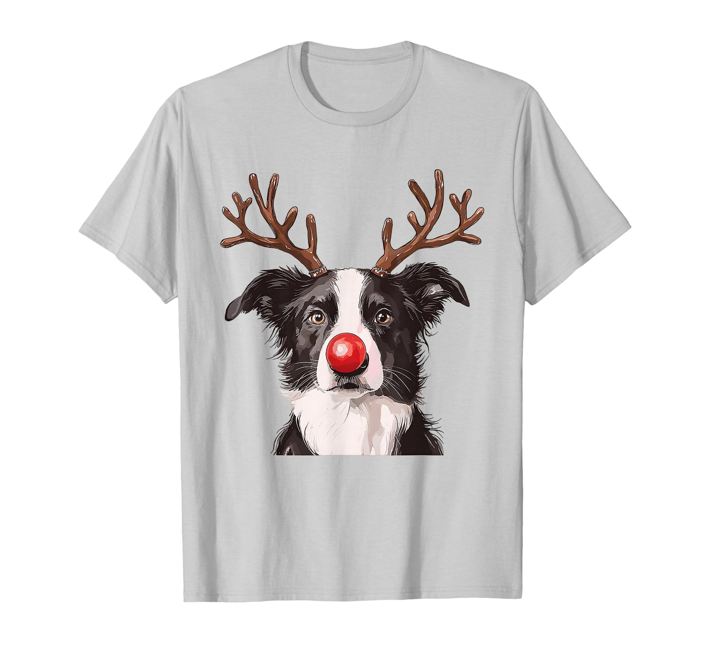 Cute Merry Christmas Border Collie Dog Reindeer Christmas T-Shirt
