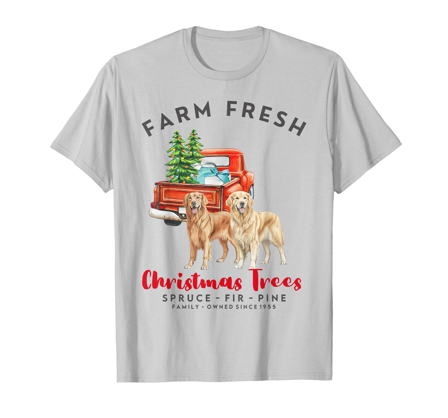 Golden Retriever Christmas Farm Fresh Christmas Trees T-Shirt