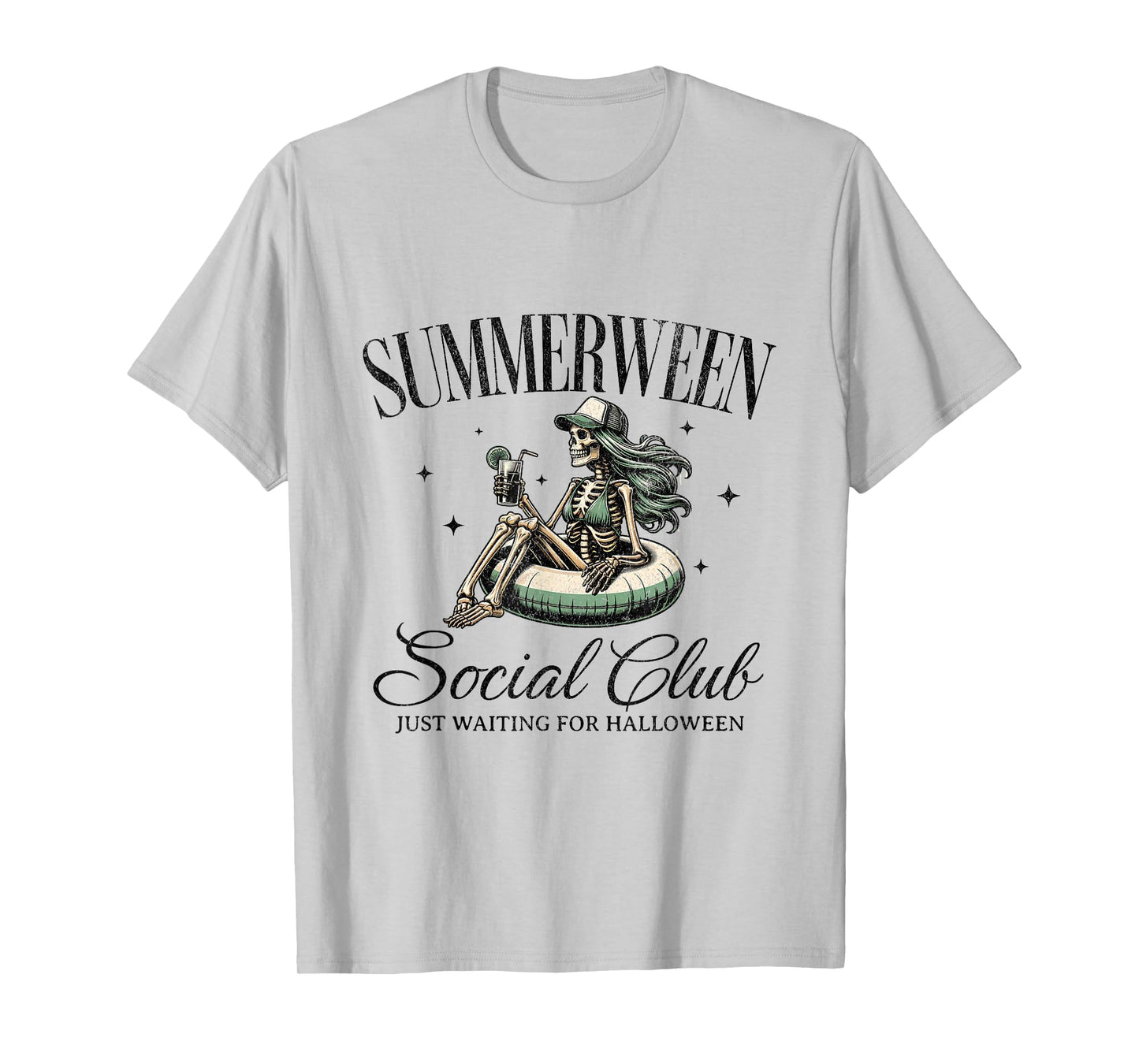 Summerween Social Club Halloween in Summer Pool Skeleton T-Shirt
