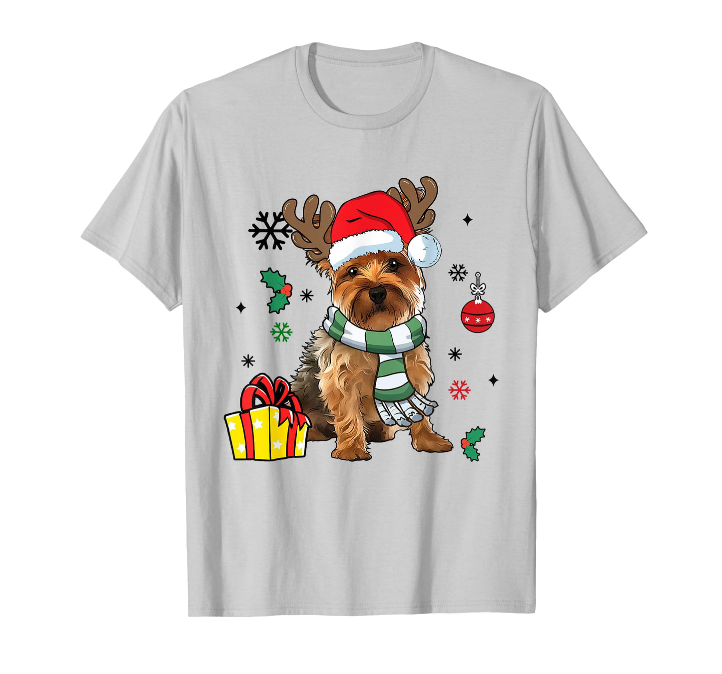 Yorkshire Terrier Yorkie Dog Reindeer Santa Merry Christmas T-Shirt