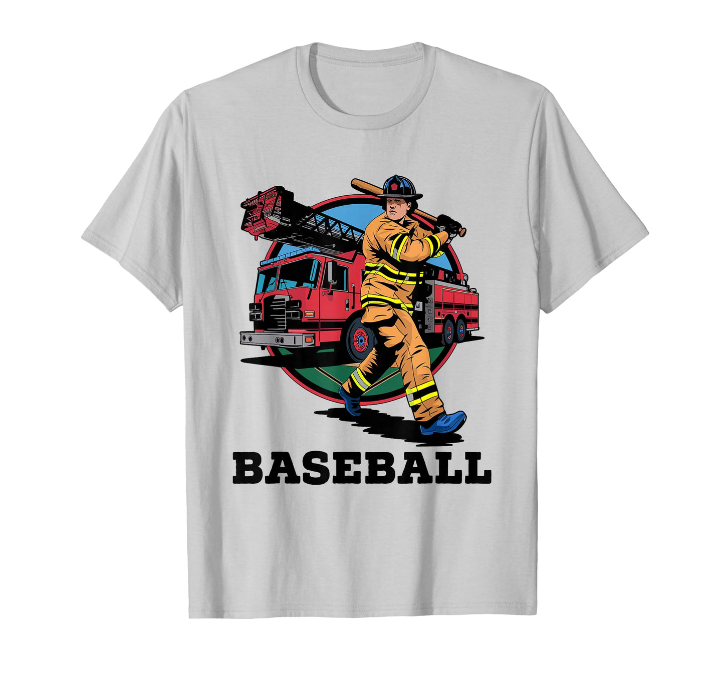 Firefighter Playing Baseball Fireman Firefight Sports T-Shirt