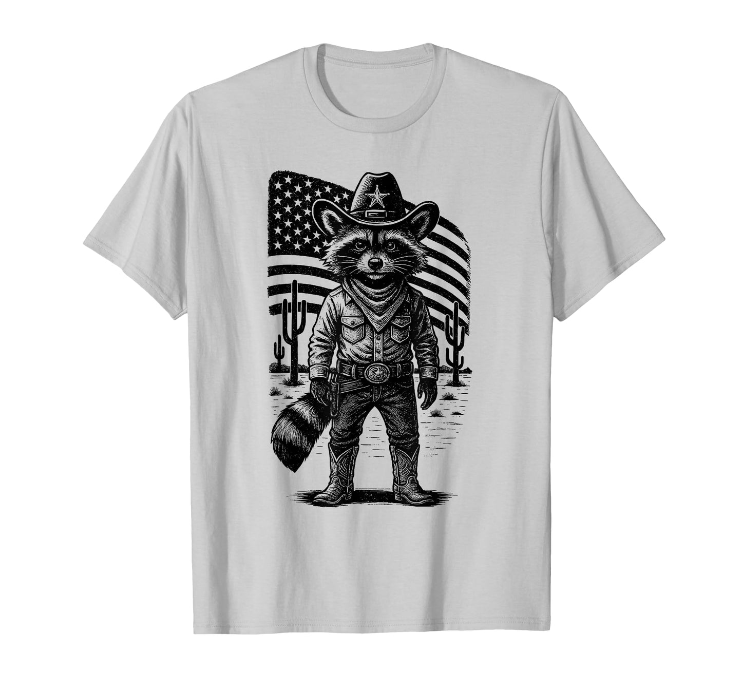 Vintage Raccoon Cowboy | Trash Panda USA Western Country T-Shirt