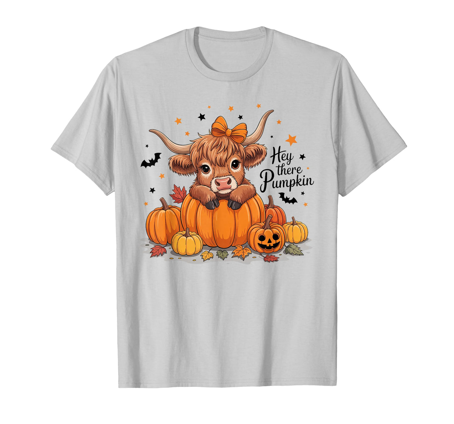 Hey There Pumpkin Halloween Highland Cow Lover Cow Farm T-Shirt