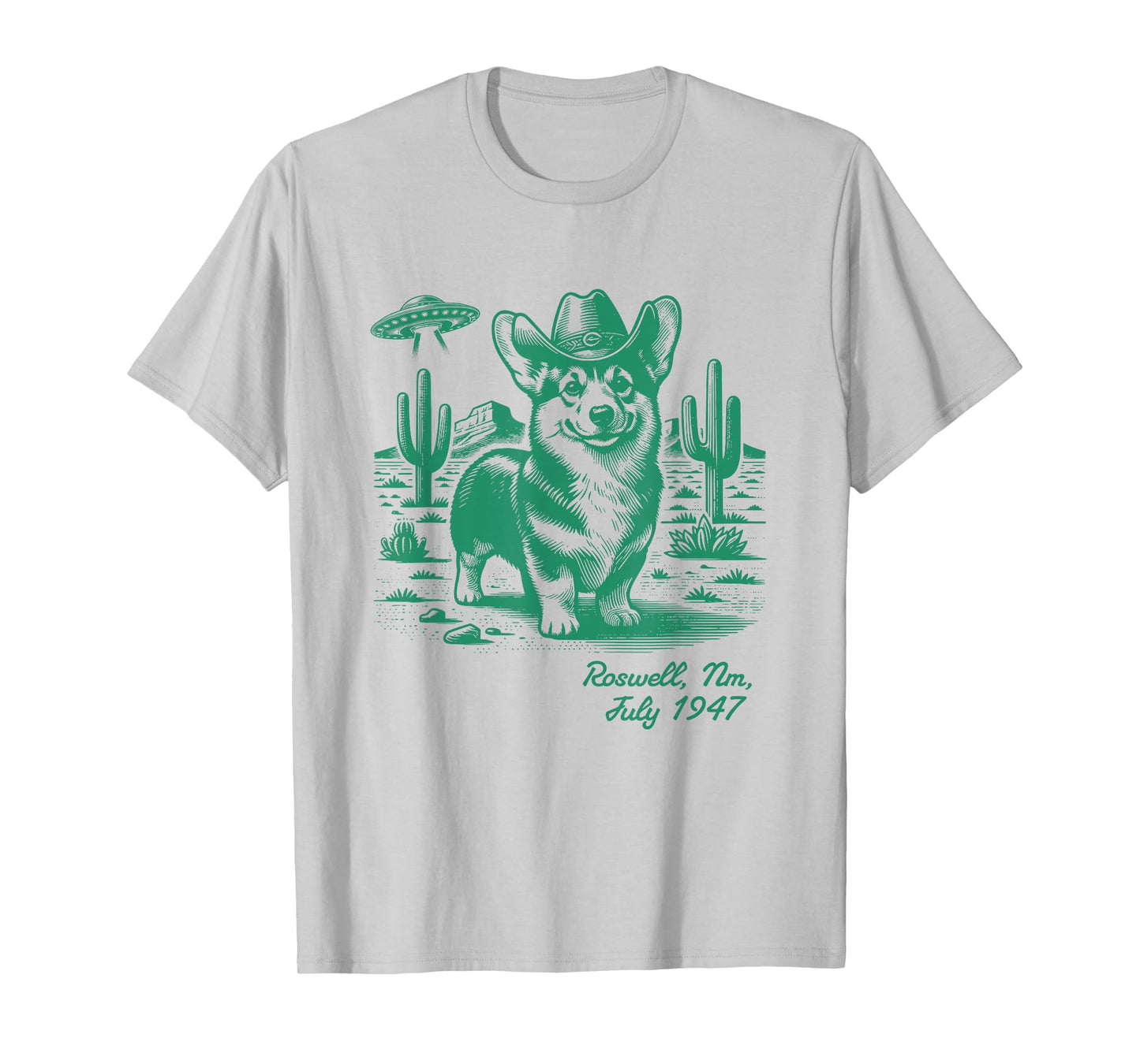 Corgi Cowboy Cowgirl UFO Retro Western Country Dog Mom T-Shirt
