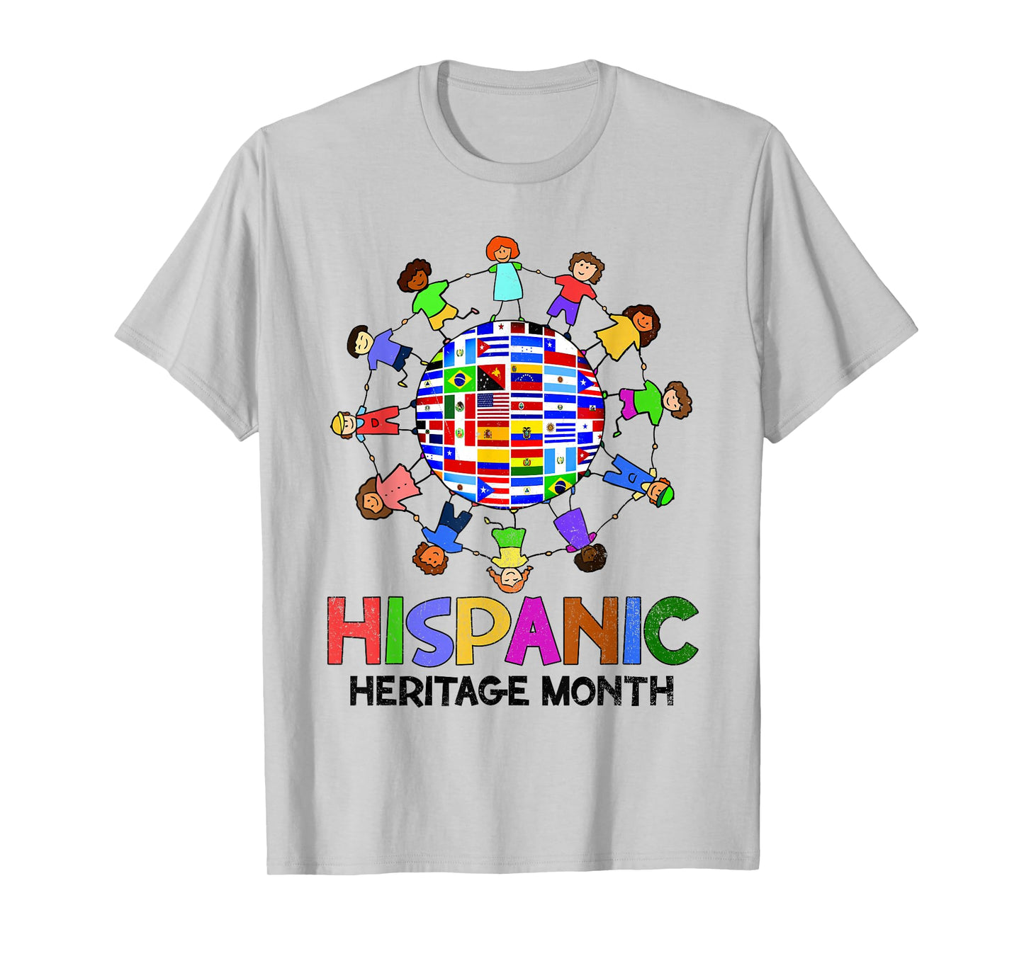 Hispanic Heritage Month Latino Countries Flags Boy Girl Kids T-Shirt