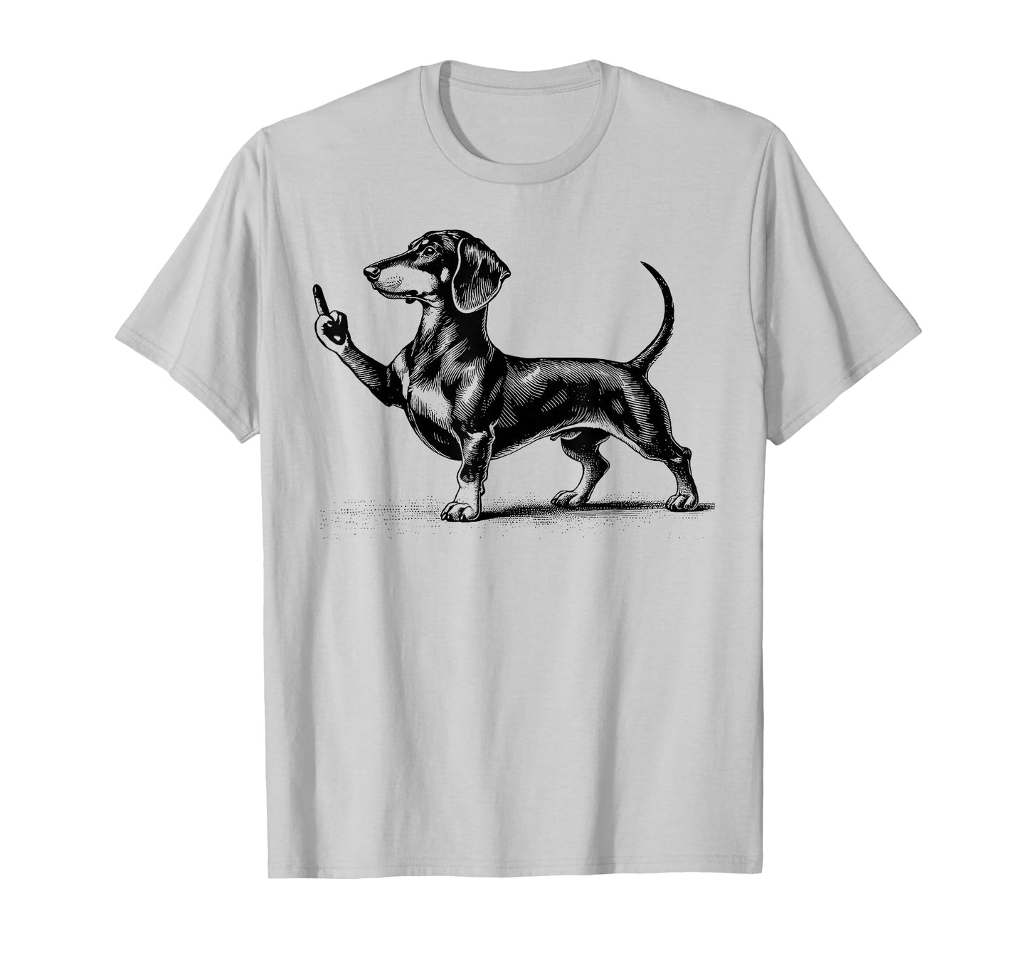 Black Dachshund with Middle Finger T-Shirt