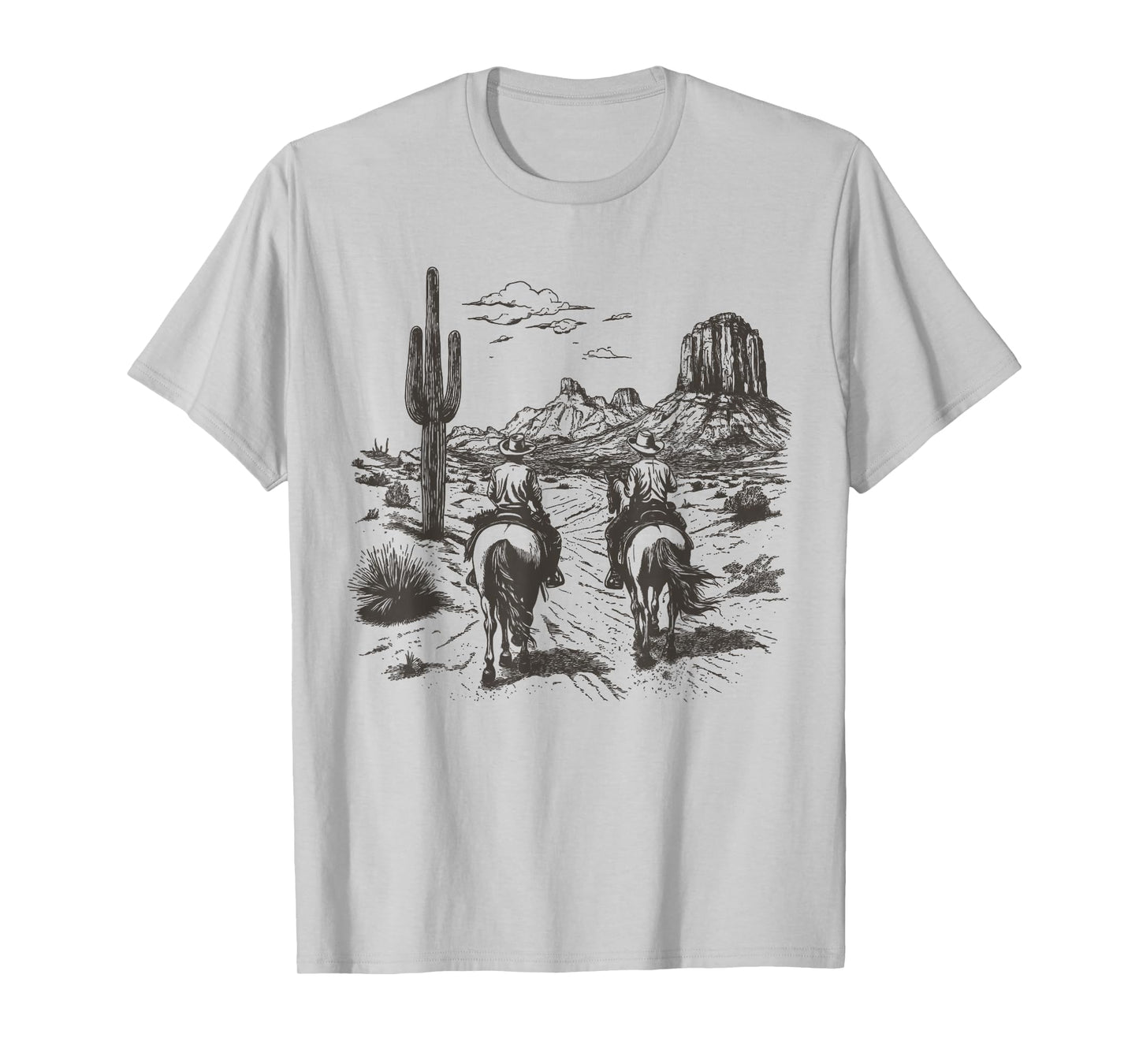 Vintage Cowboy Riding Horse Western Desert Mountain Country T-Shirt