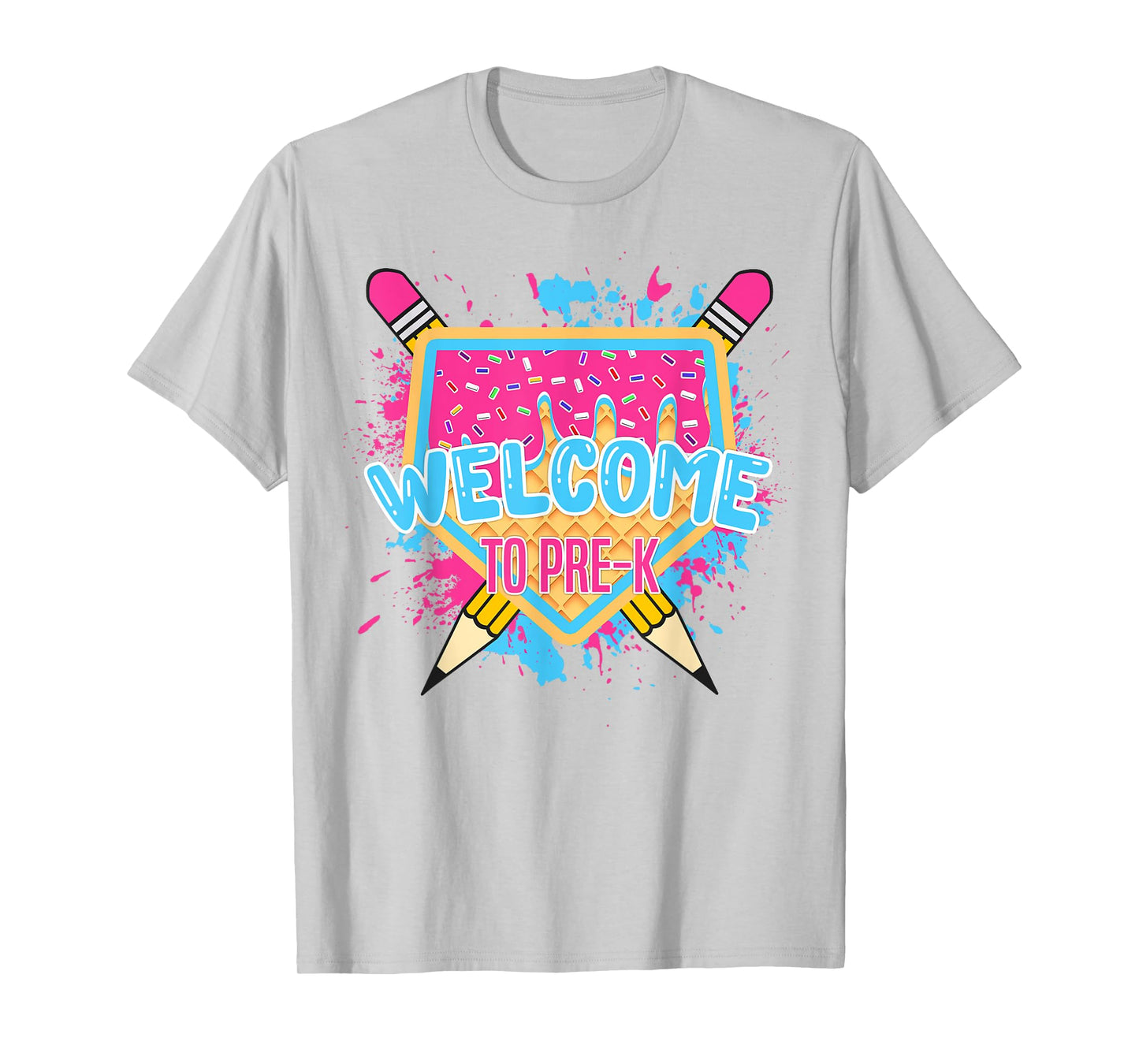 Welcome To Pre-K Home Plate Ice Cream Drip Back To School T-Shirt