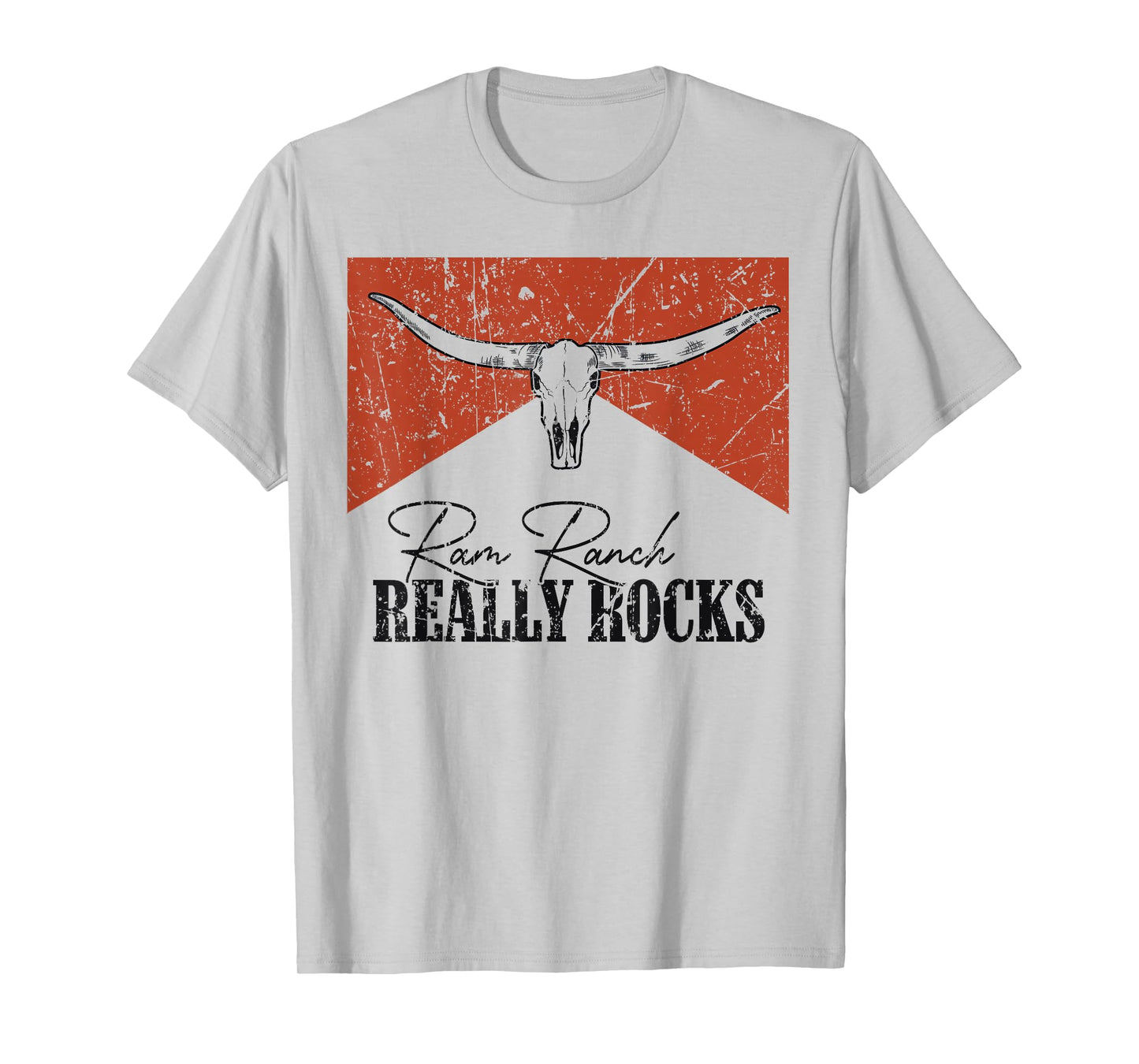 Vintage Bull Skull Ram Ranch Really Rocks Western Country T-Shirt