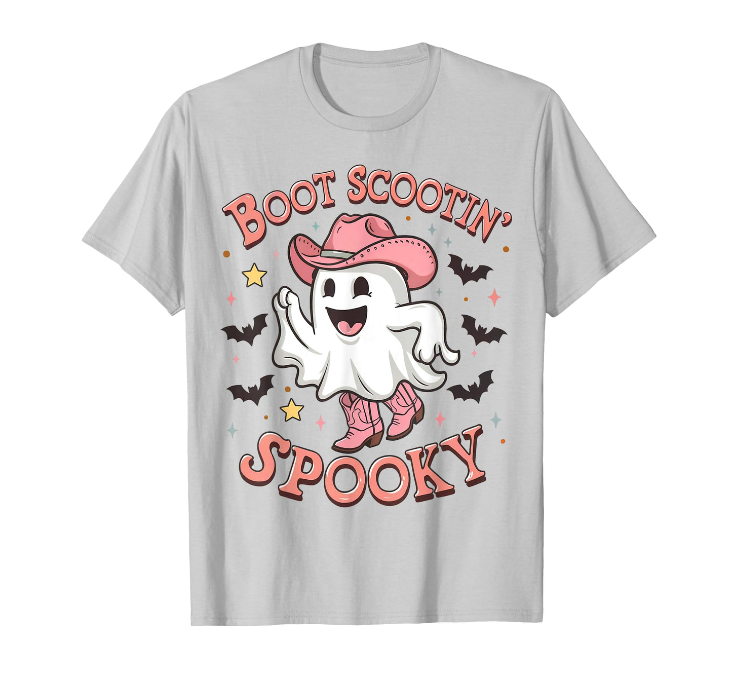 Boot Scootin' Spooky Funny Ghost Pink Cowboy Halloween T-Shirt