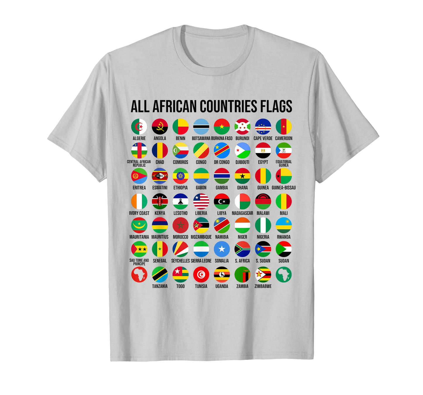 Flags of the Countries of Africa 54 Flag African Geography T-Shirt