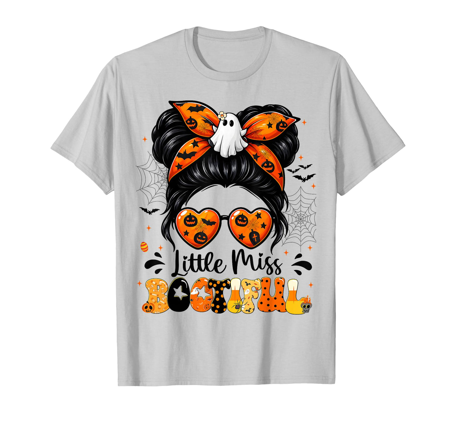Little Miss Bootiful Messy Bun Halloween Costumes Girl Kid T-Shirt