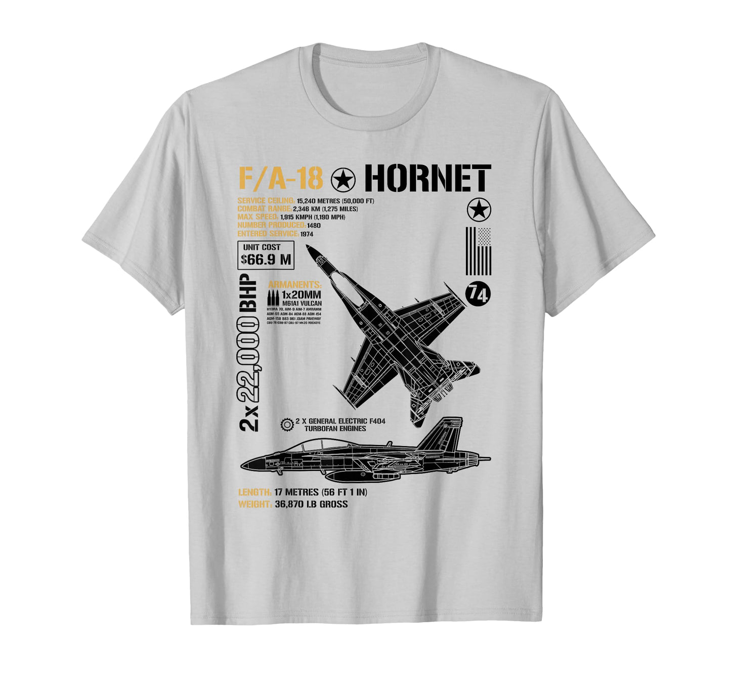 FA-18 Hornet Anatomy F-18 Fighter Jet Military Airplanes T-Shirt