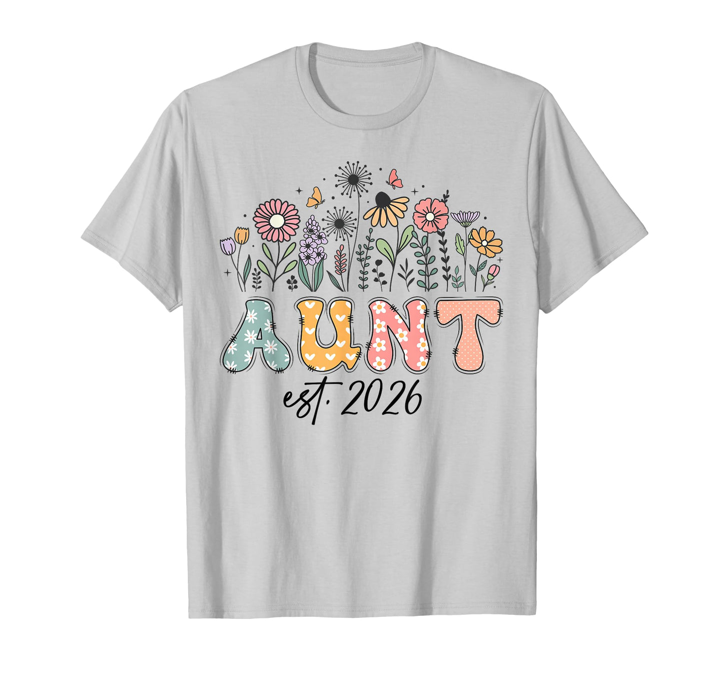 Promoted to Aunt Est. 2026 Wildflower Family Matching T-Shirt
