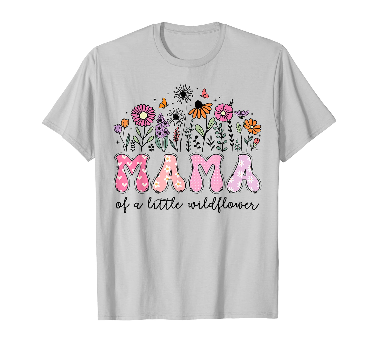 Mama Of The Little Wildflower Pink Floral Birthday Girl T-Shirt