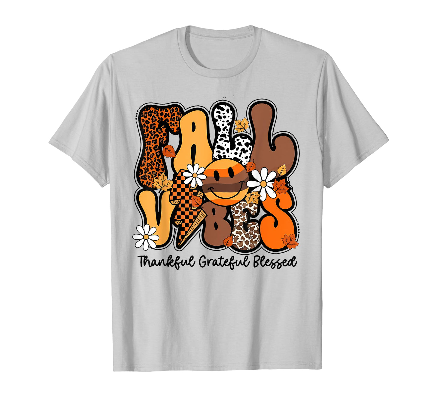Fall Vibes Thankful Grateful Blessed Autumn Thanksgiving T-Shirt
