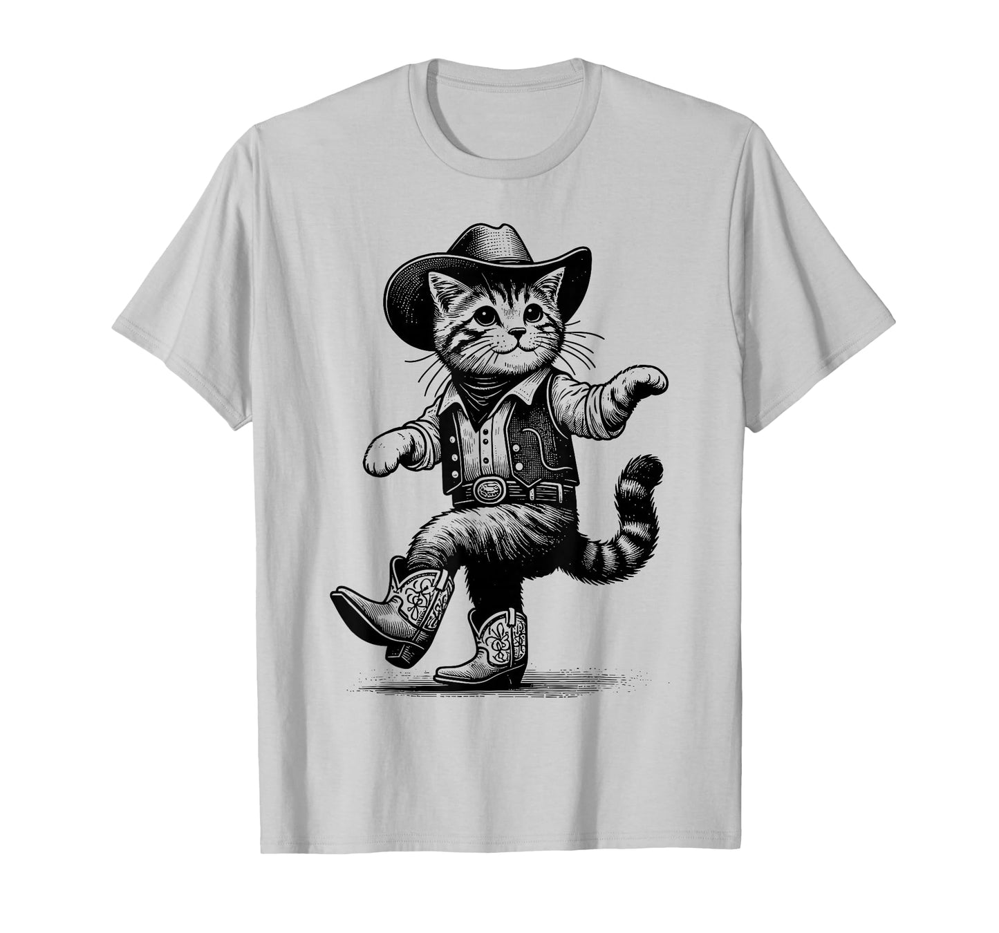 Cat With Cowboy Hat & Boots Cowgirl Western Country T-Shirt