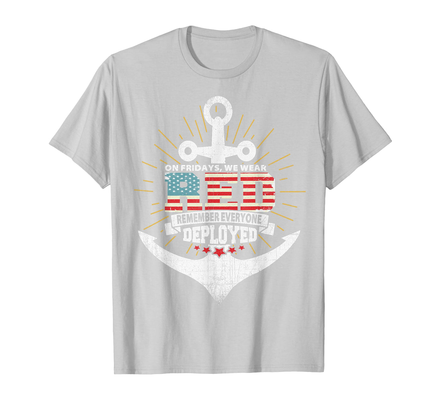 On Fridays We Wear Red Friday Navy Gift Distressed T-Shirt