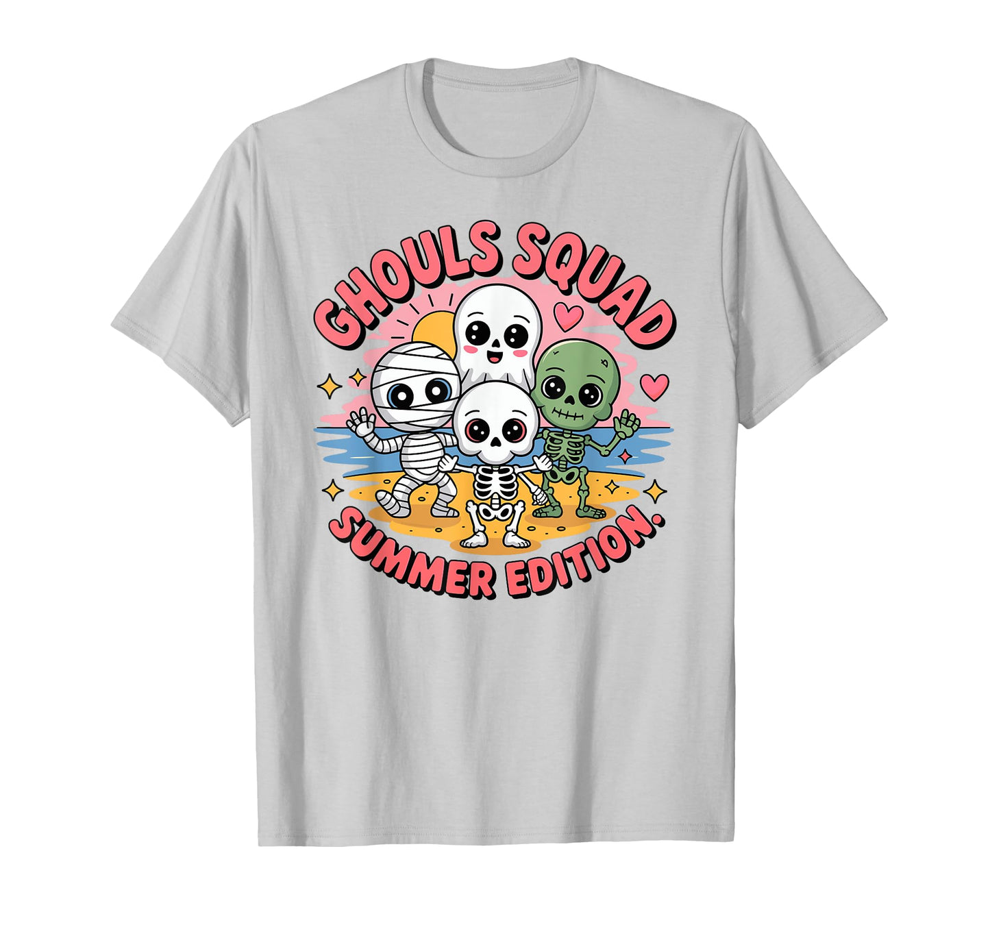 Ghouls Squad Cute Summer Monsters Kawaii Halloween Beach T-Shirt