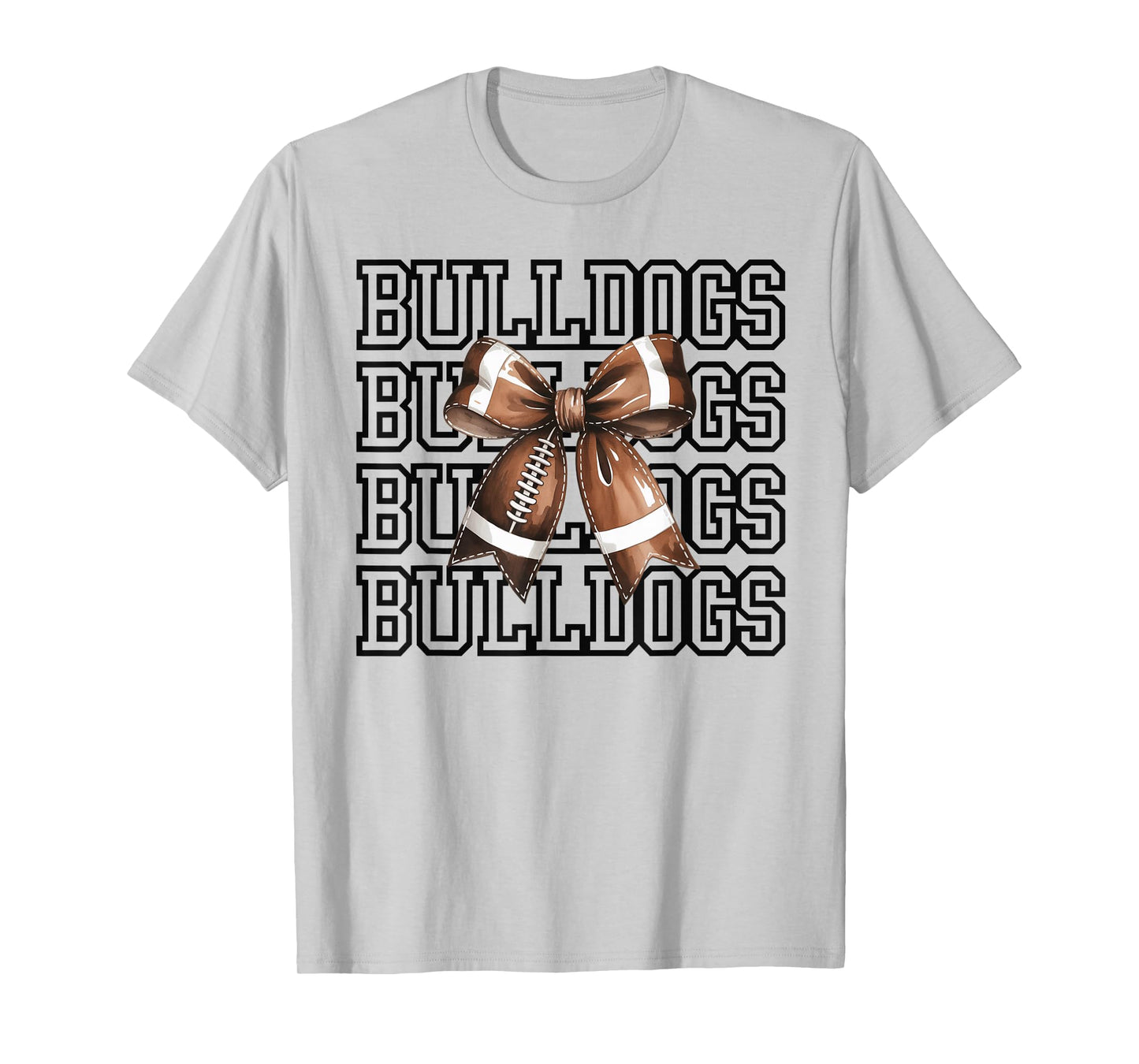 Bulldogs Football Mom Game Day Football Coquette Bow Mascot T-Shirt