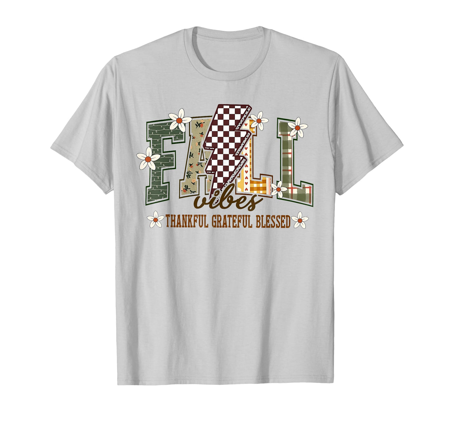 Thankful Grateful Blessed Autumn Vibes Leaves Thanksgiving T-Shirt