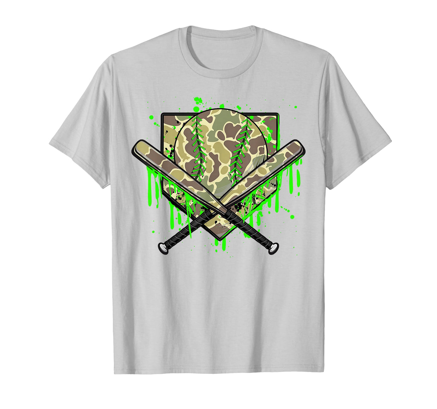 Baseball Drip Camo Home Plate Boys Sports Cool Game Day Drip T-Shirt