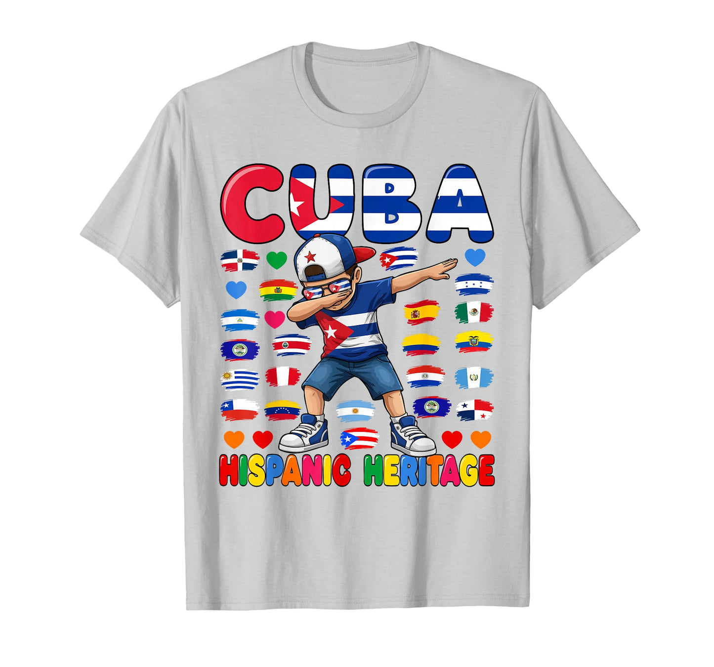 Hispanic Heritage Month Dabbing Boy Cuba Flag Cuban T-Shirt