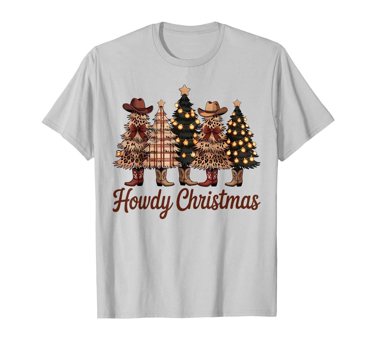 Howdy Christmas Trees Western Cowboy Boot Country T-Shirt