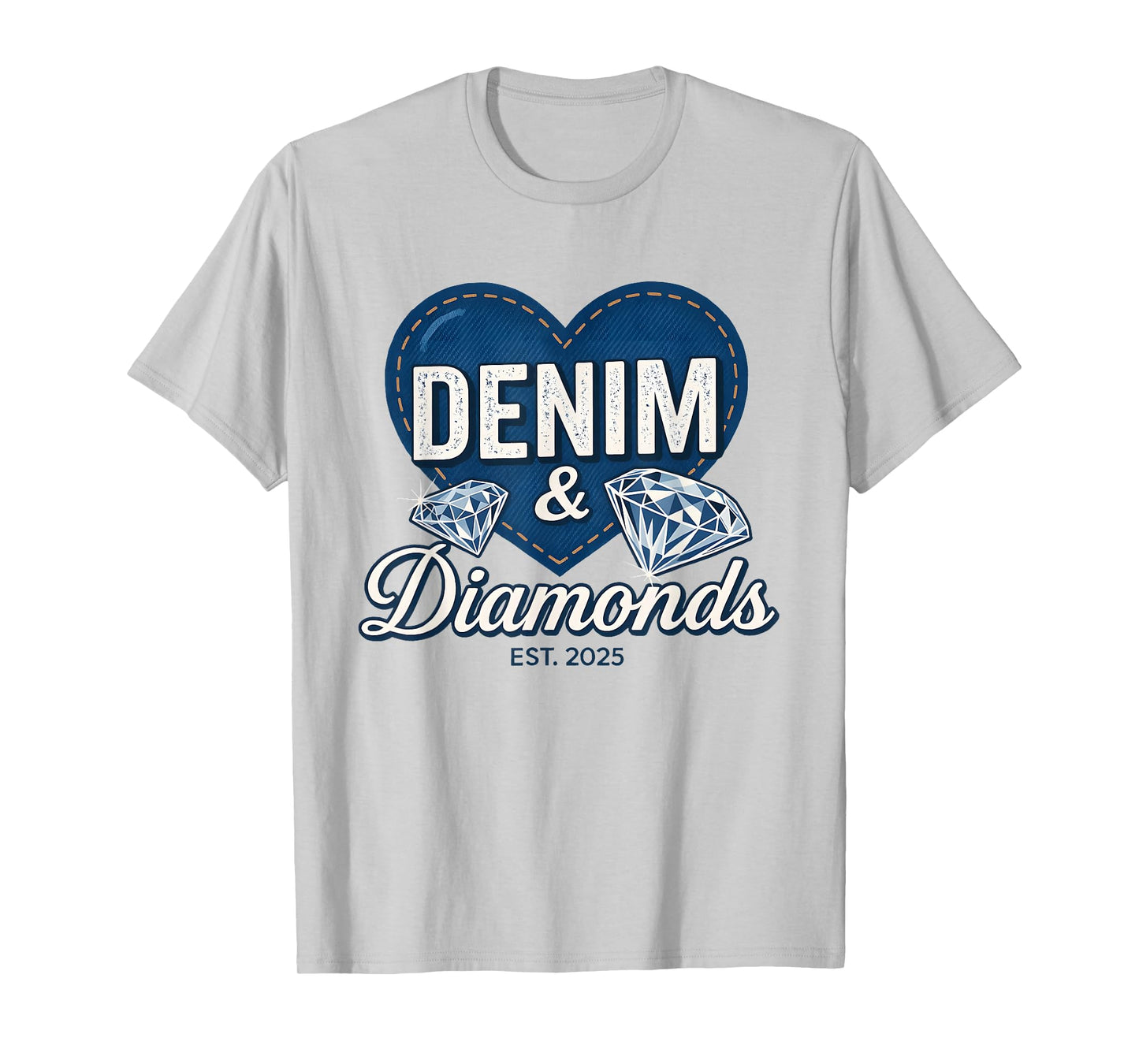 Denim and Diamonds Tee Blue Denim Jeans Outfit for Ladies T-Shirt