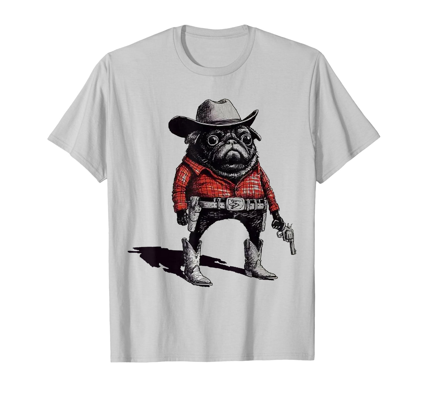 Retro Pug Funny Western Cowboy Dog Lover T-Shirt