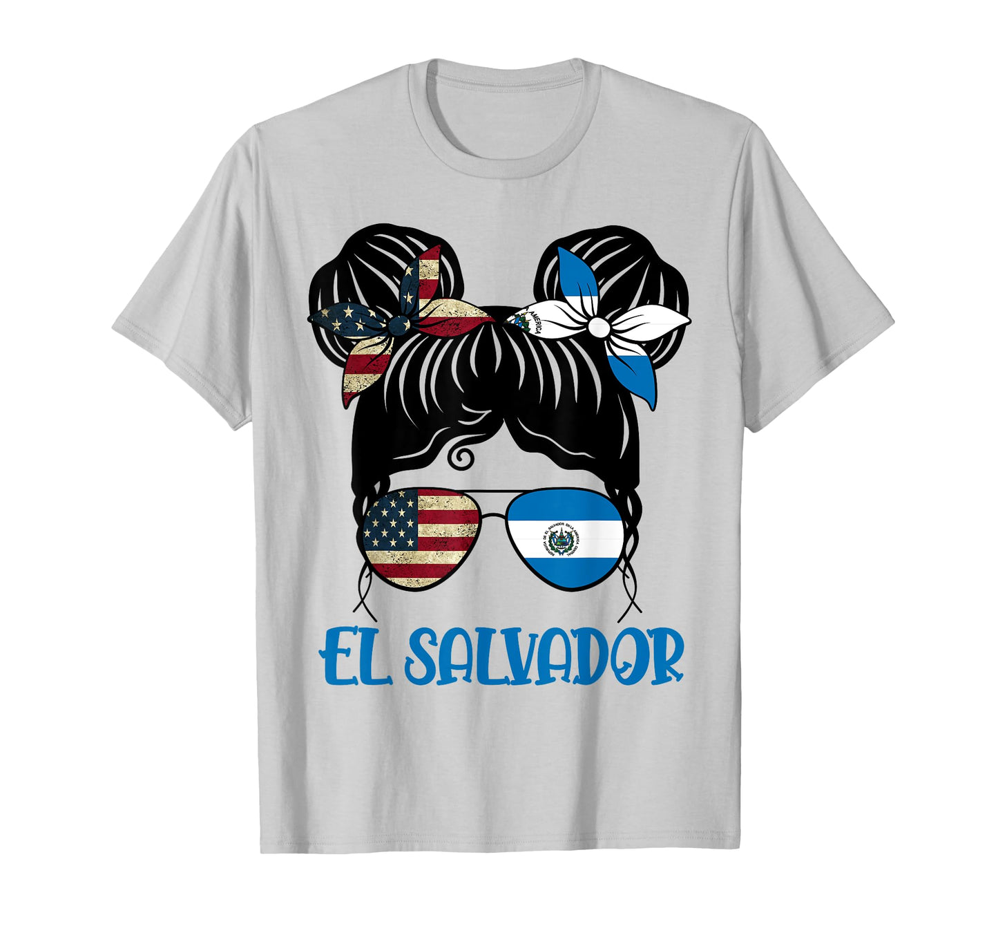Half American Half Salvadorian Girl USA El Salvador Flag kid T-Shirt