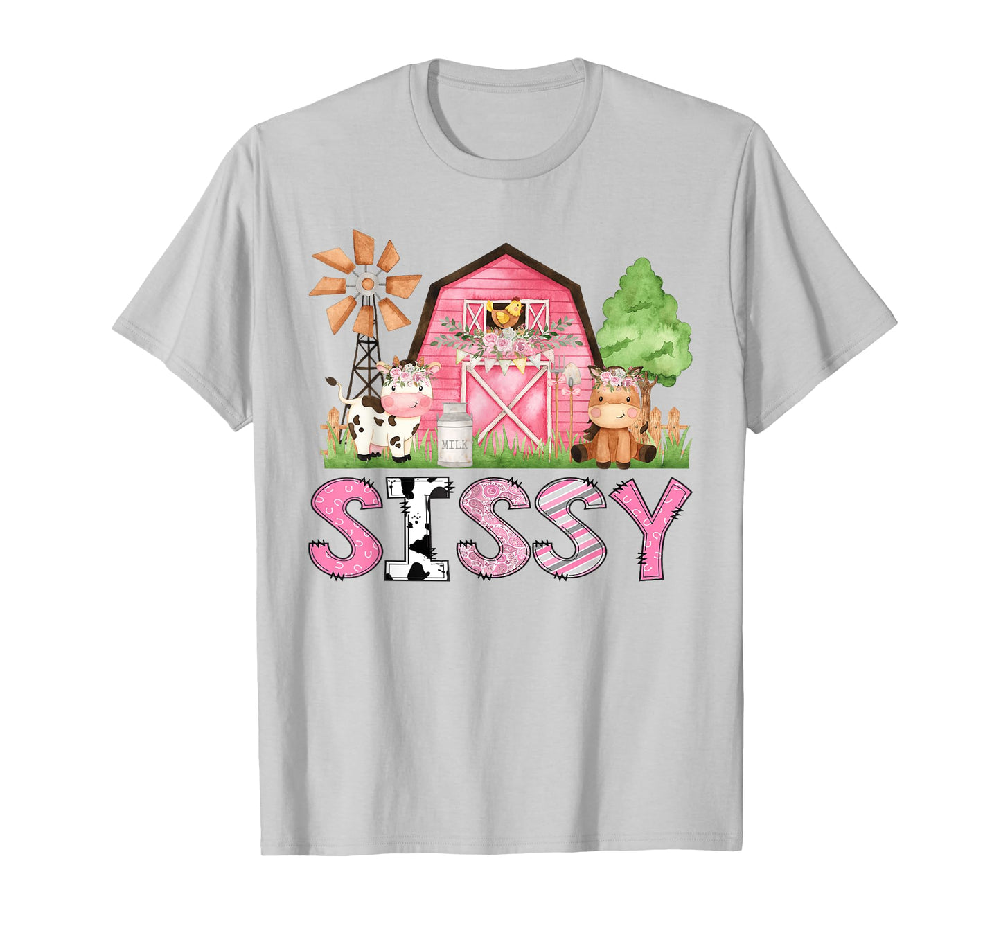 Sissy Pink Farm Animal Birthday Kids Matching Family T-Shirt