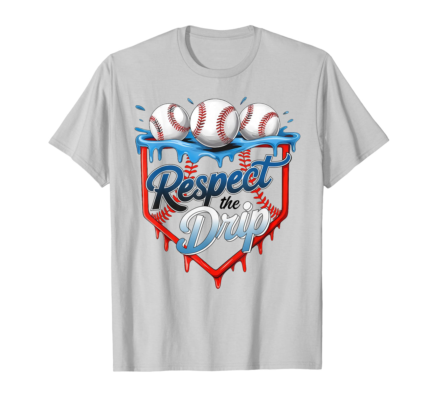 Respect The Drip Baseball Home Plate Ice Cream Drip T-Shirt