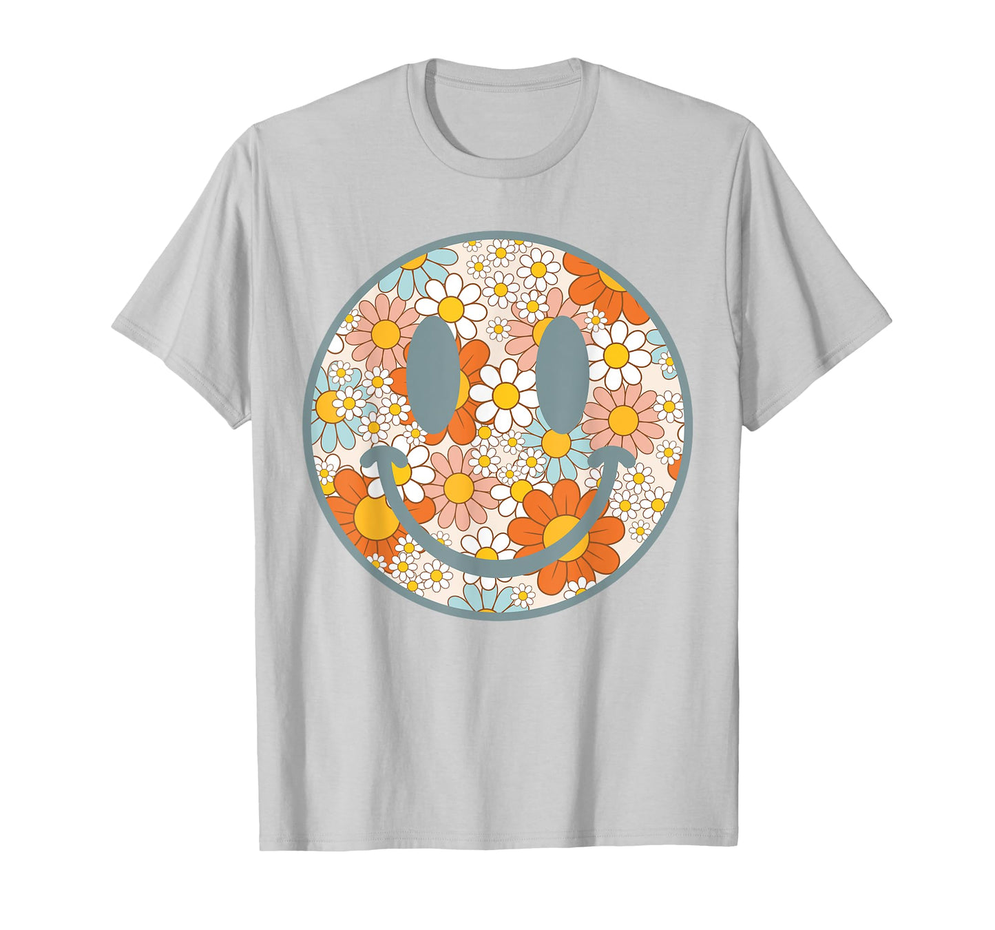 Retro Happy Flowers Vintage Smile Face Preppy Aesthetic T-Shirt