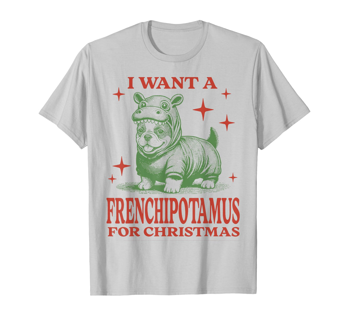 Funny French Bulldog Hippo Costume Christmas T-Shirt