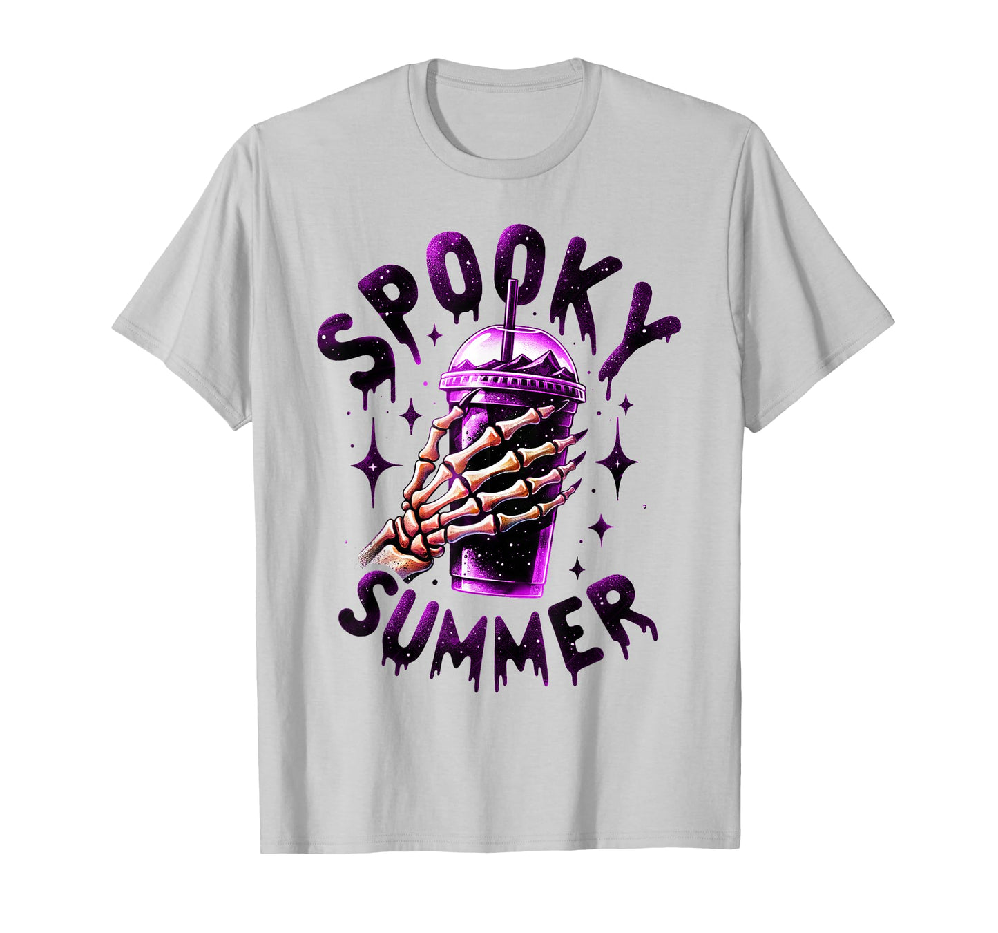 Spooky Summer Vibes Skeleton Coffee Scary Beach Vacation T-Shirt
