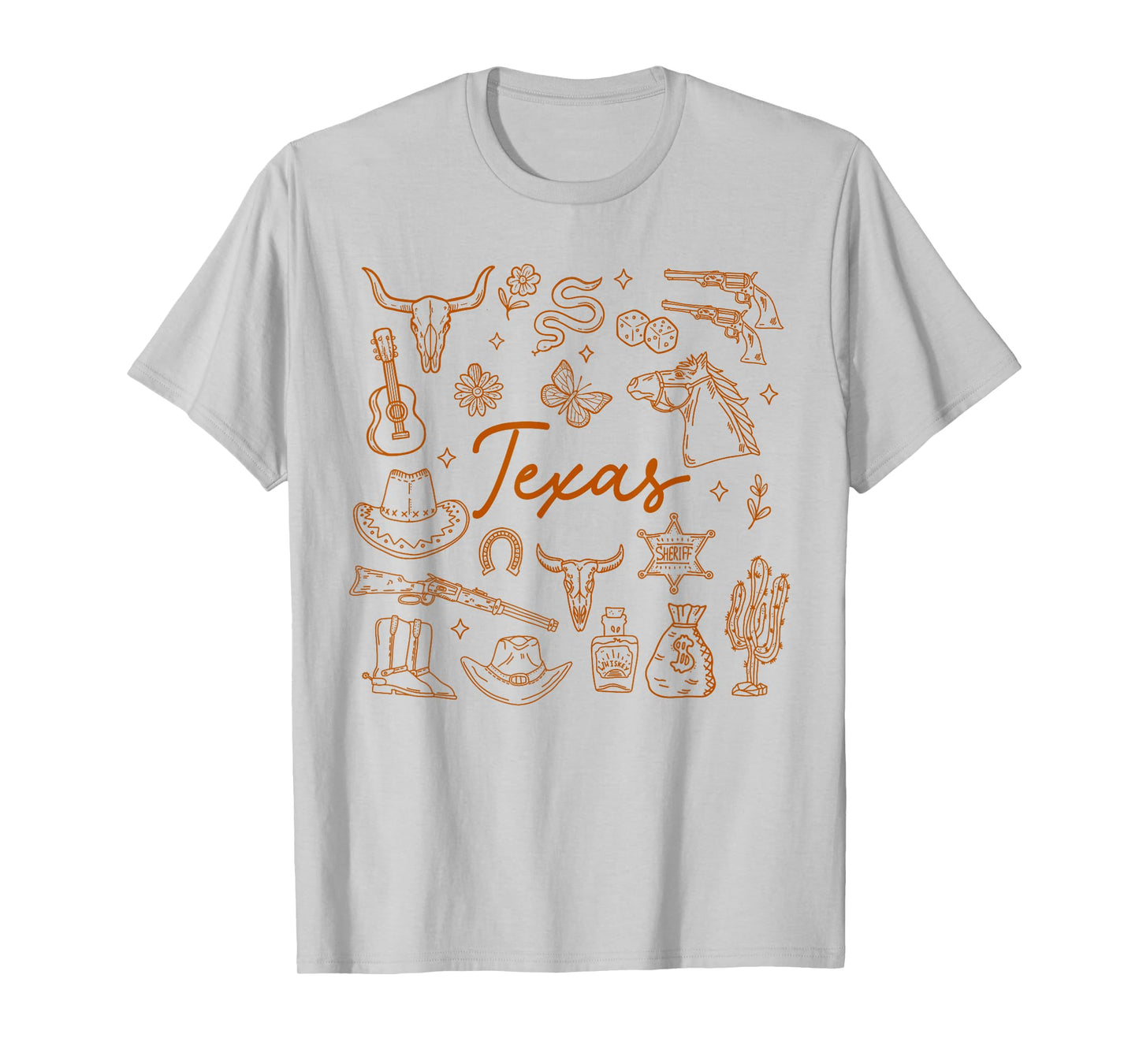 Texas Hometown Doodles Wild West Rodeo Cowboys Cowgirls T-Shirt