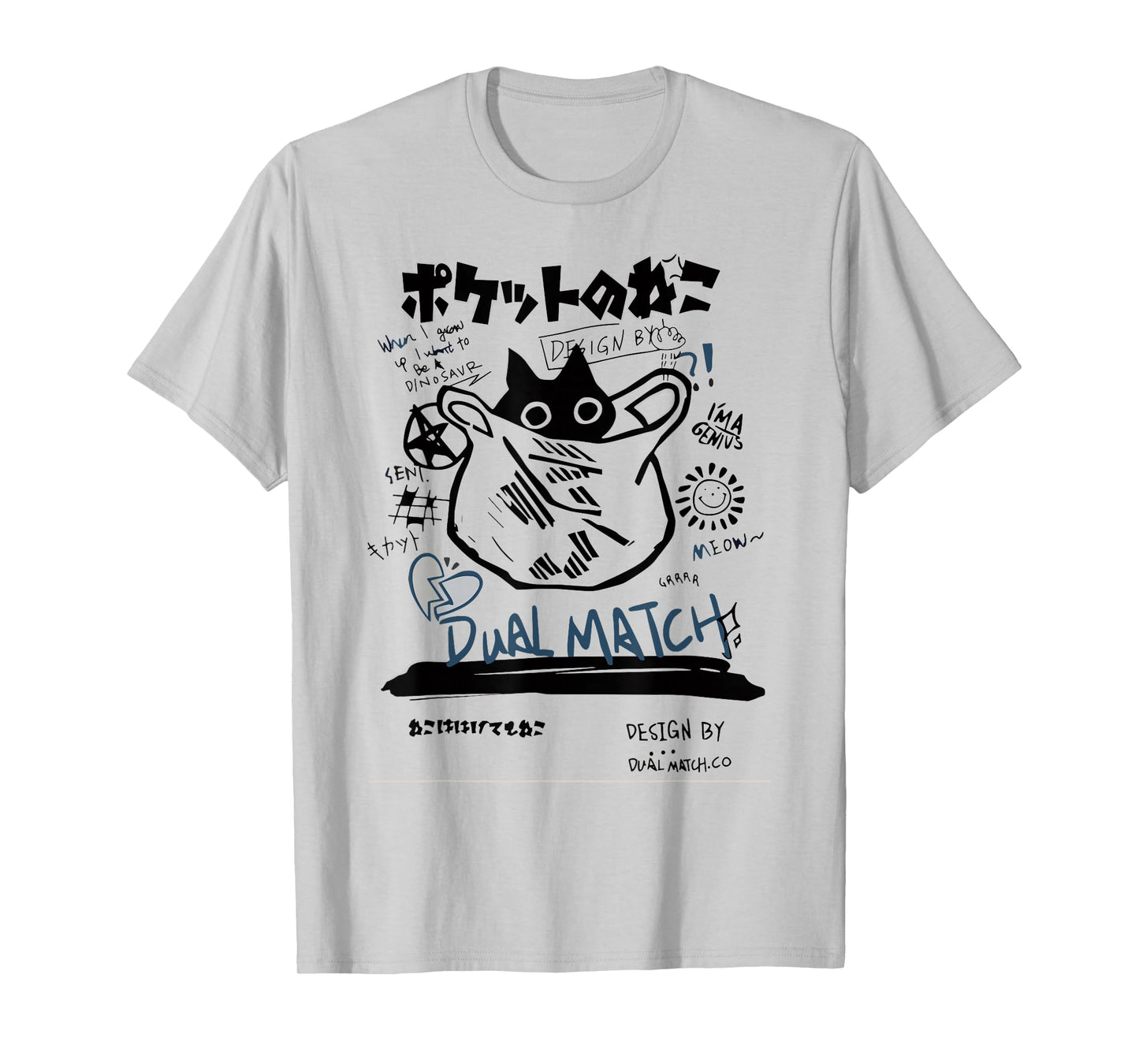 Cute Kawaii Tuxedo Cat Manga Art Harajuku Aesthetic T-Shirt