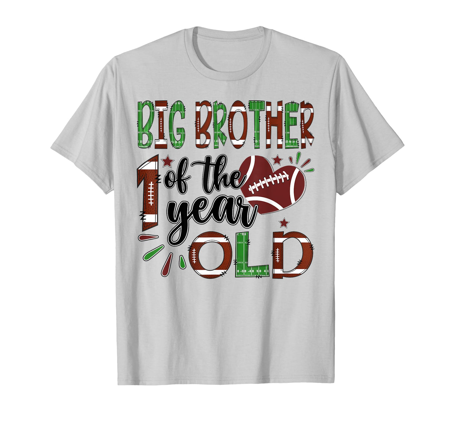 Big Brother Of The 1 Year Old Football 1St Year Down Bday T-Shirt