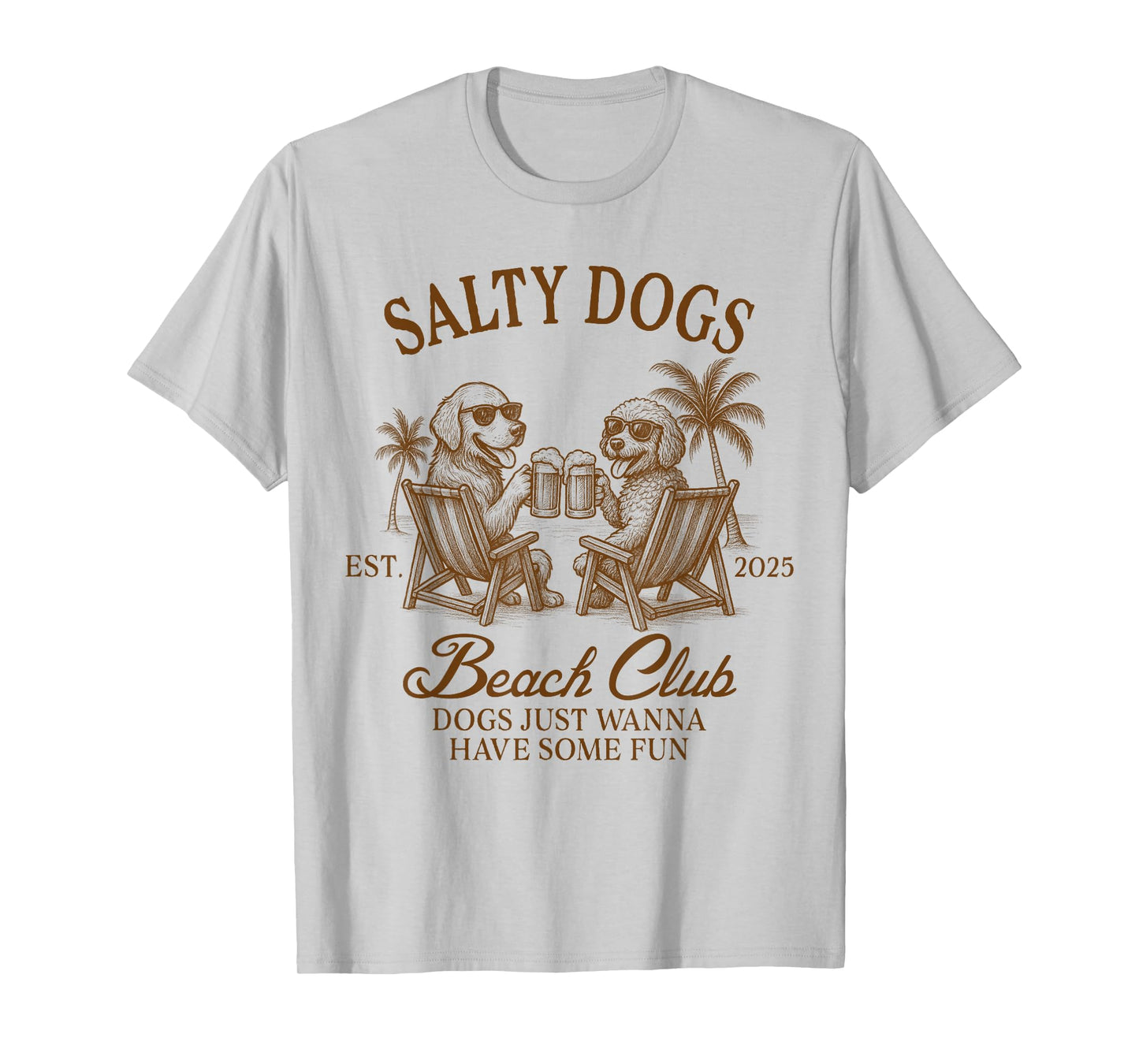 Dog Mom On Vacation Beach Vibes Vacay Salty Dogs Beach Club T-Shirt