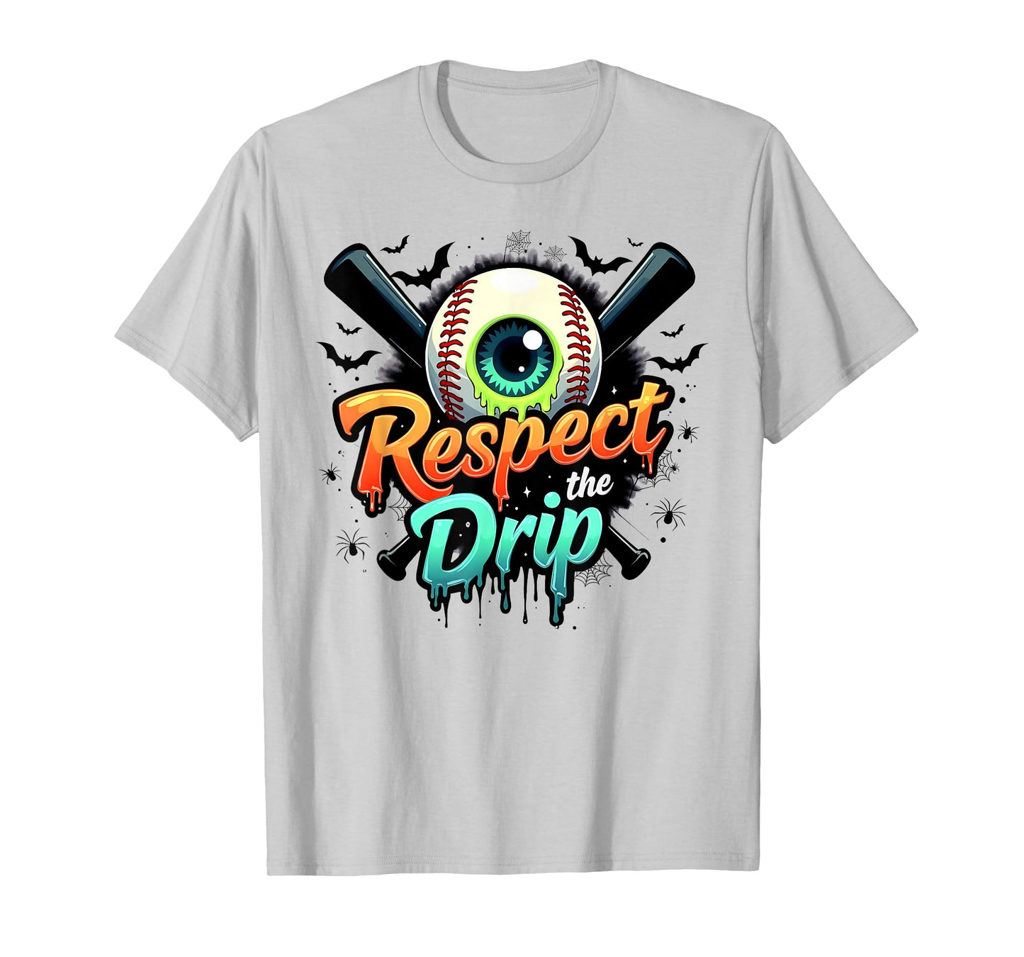 Respect The Drip Baseball Bats Halloween Drippy Skull Eye T-Shirt