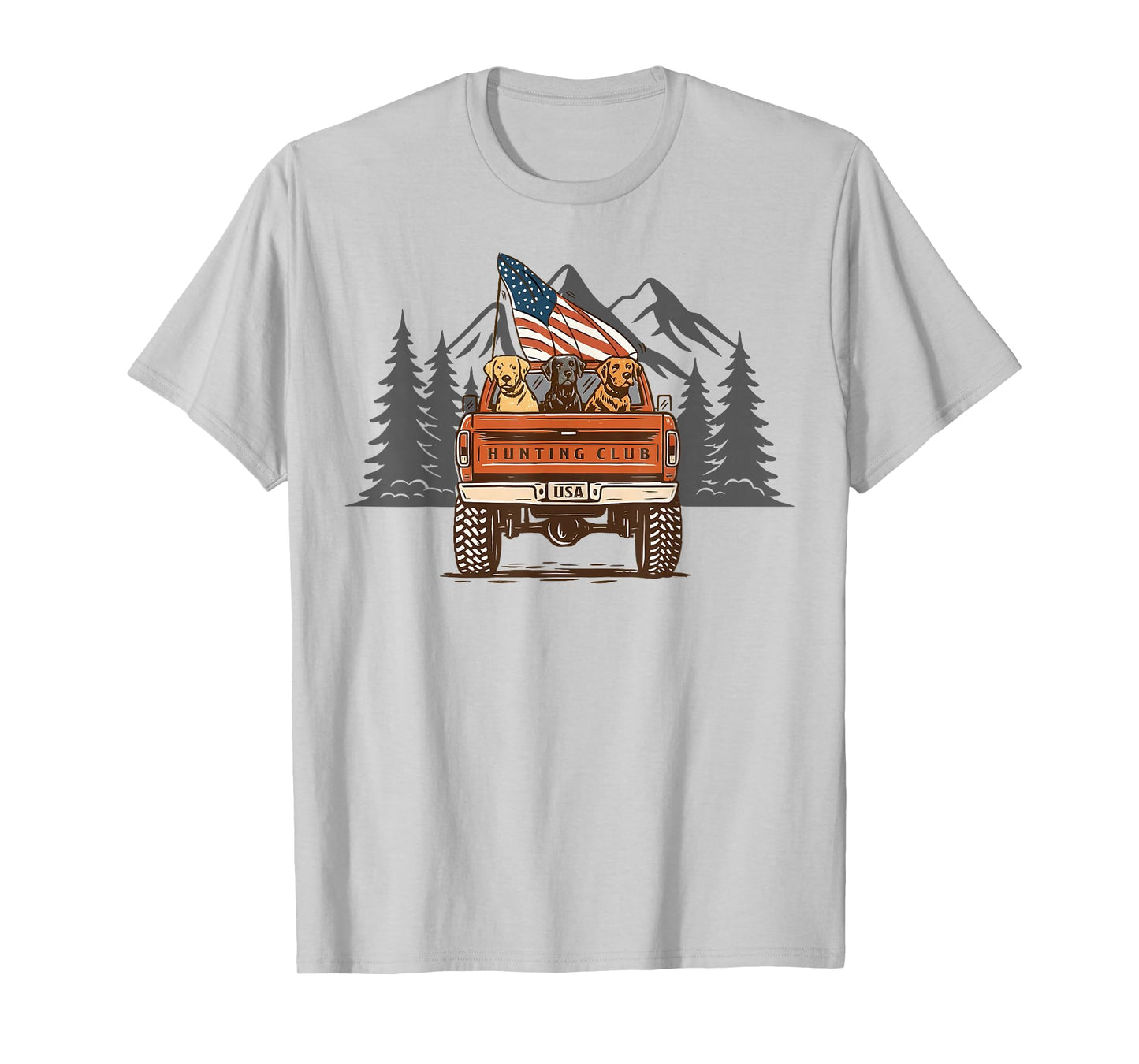 Hunting Club Truck Dogs American Flag Hello Hunting Season T-Shirt