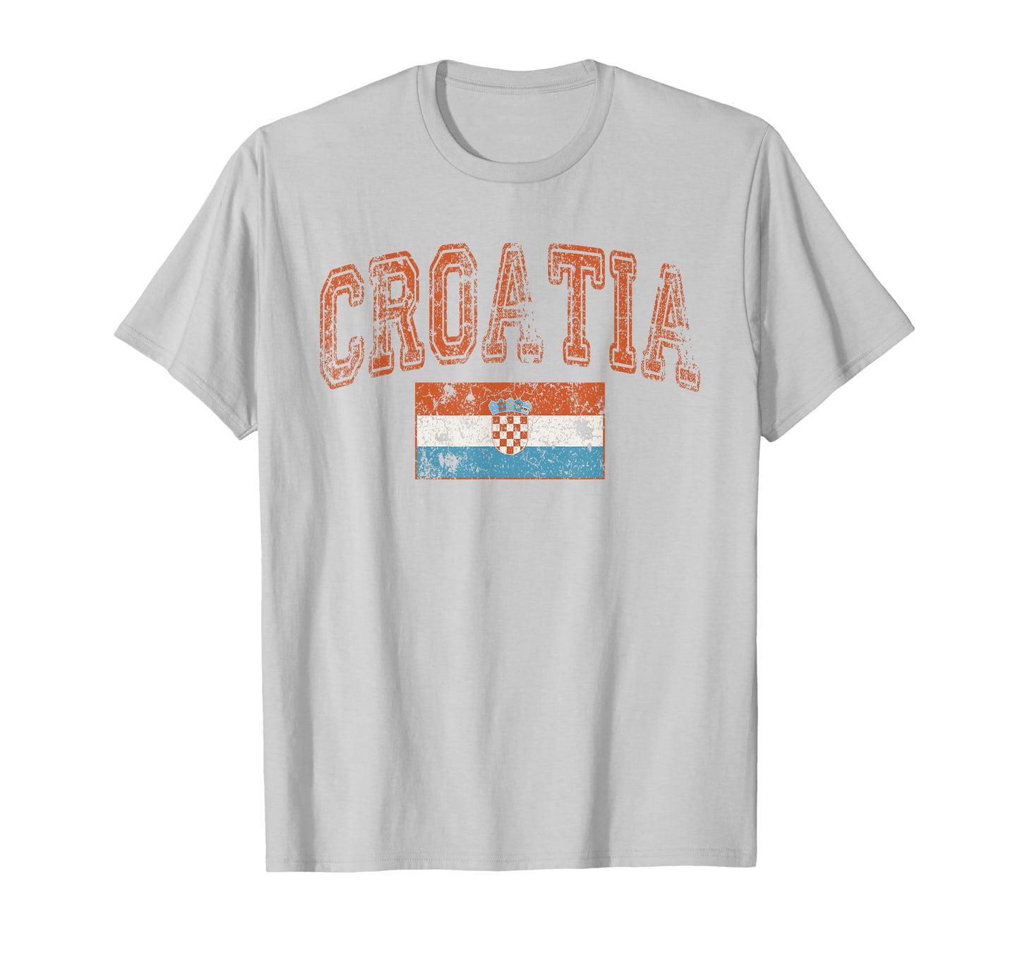 Threadrock Vintage Retro Faded Croatia Flag Croatian Pride T-Shirt, Small, White