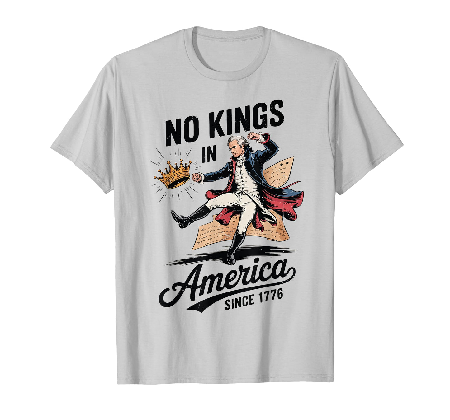 No Kings America Funny Alexander Hamilton 4th July Kids Men T-Shirt
