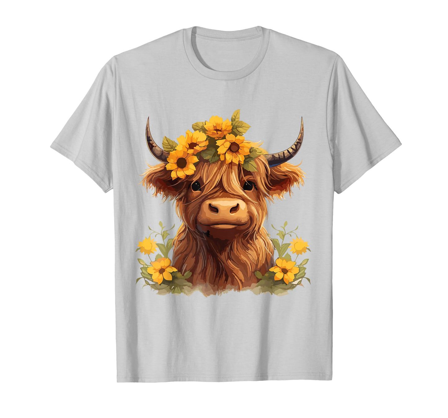 Scottish Highland Cow Sunflowers Heifer Country Farmer Girl T-Shirt