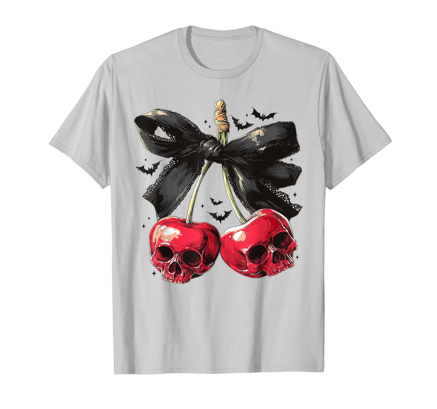 Spooky Cherry Halloween Bow Cherry Skull Cherry Men Women T-Shirt